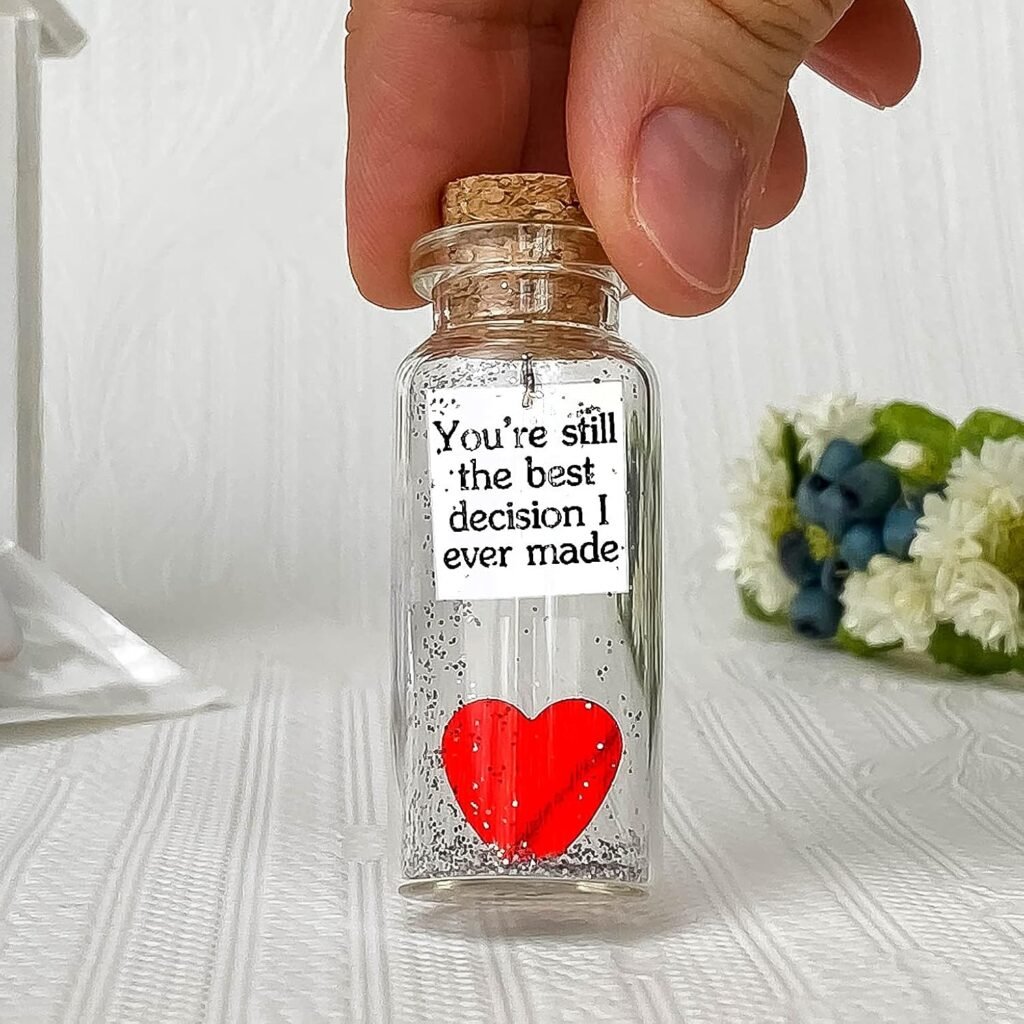 Anniversary Present for Her  Him on Christmas, Romantic Gift to Boyfriend Girlfriend, Message I Love You Gifts to Wife Husband (Heart - Youre Still The Best Decision I Ever Made, Gift Bottle)