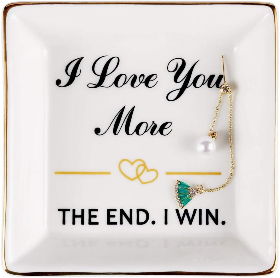 Gift for Wife Gifts from Husband, Happy Anniversary - Romantic Wife Gifts for Her Wife, Best Wife Christmas Birthday Gifts, Ring Dish Holder, Jewelry Tray, Trinket Dish, I Love You More