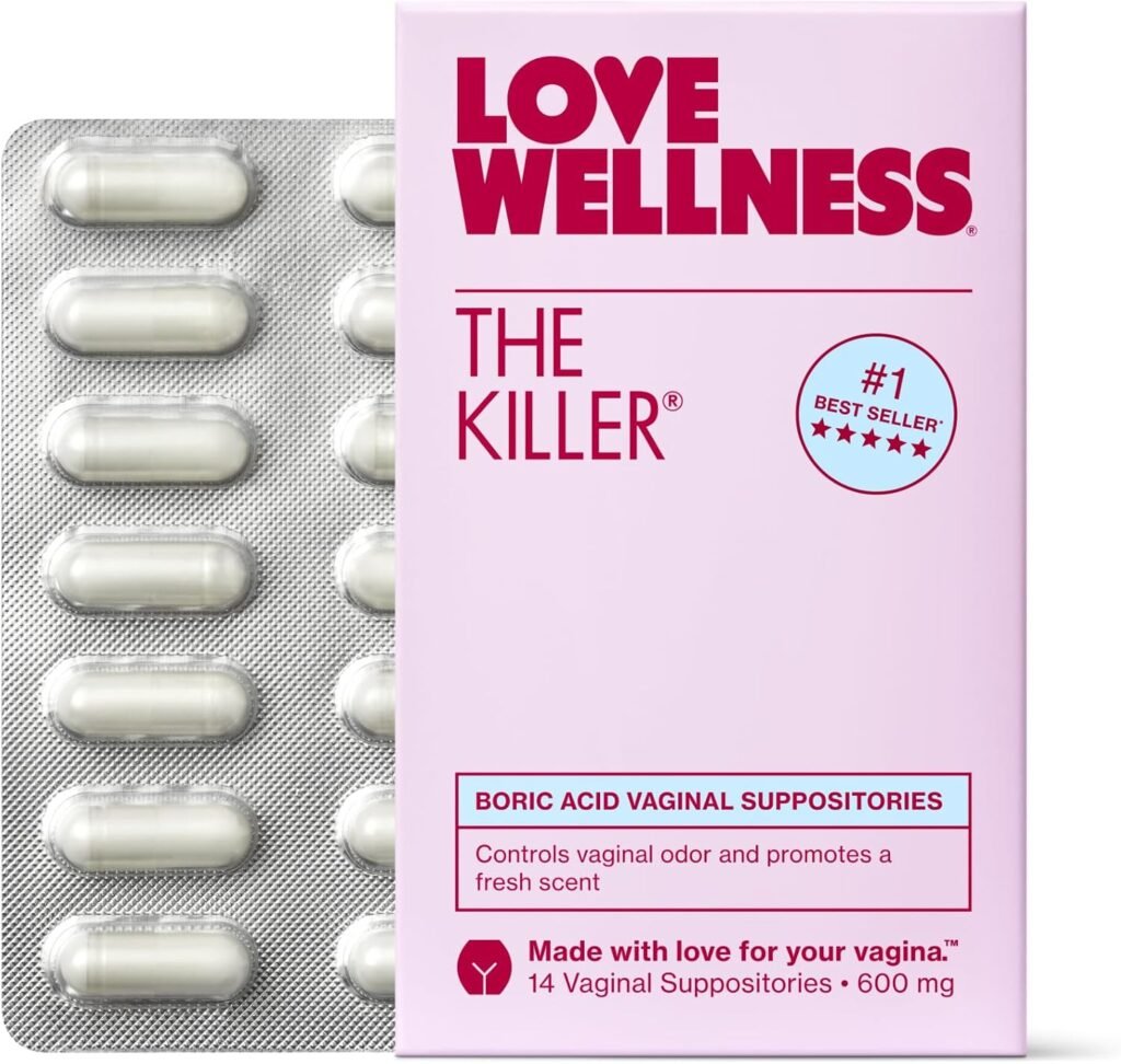 Love Wellness The Killer | Boric Acid Suppositories for Women | Vaginal Suppository for Healthy pH Balance  Vaginal Odor Control to Promote Fresh Scent | Vaginal Health Support | 14 Count