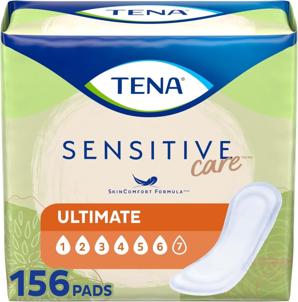 TENA Incontinence Pads, Bladder Control  Postpartum for Women, Ultimate Absorbency, Regular Length, Sensitive Care - 156 Count