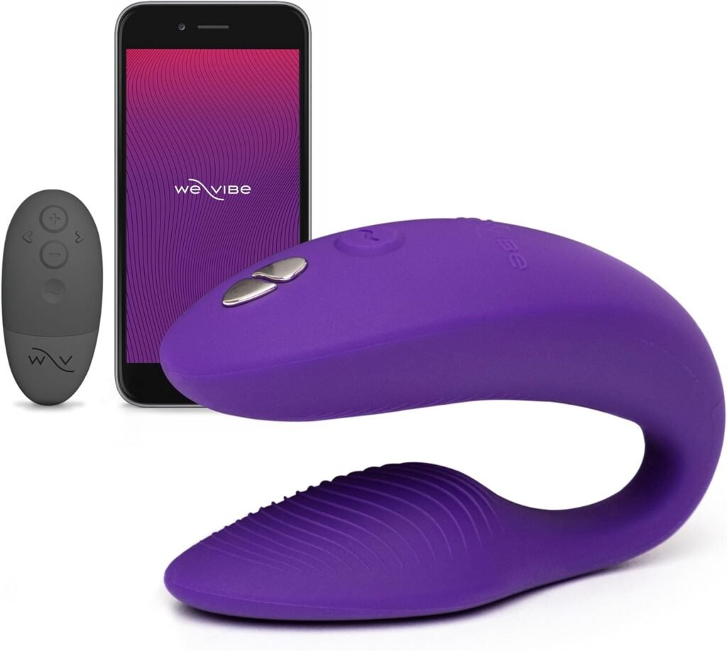 We-Vibe Sync 2 Couples Vibrator - G Spot Vibrator  Clitoral Sex Toy for Double Stimulation - Silicone Vibrating Adult Remote Control  App Enabled Toys for Women - Rechargeable  Waterproof - Purple