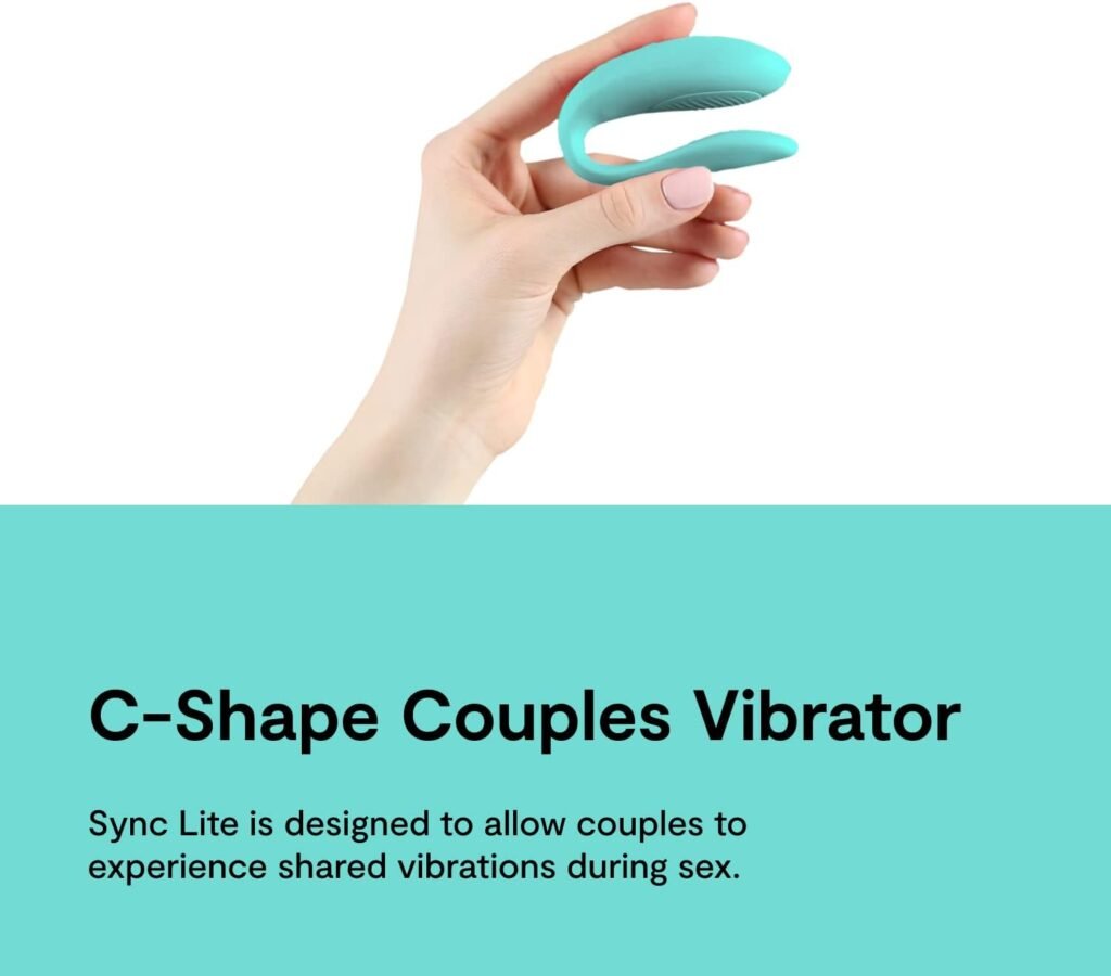 We-Vibe Sync Lite Couples Vibrator – App Controlled C-Shape Vibrator – Wearable Vibrating Couples Adult Sex Toy – G-spot and Clitoris Dual Stimulation – USB Rechargeable – Hot in Coral Pink​