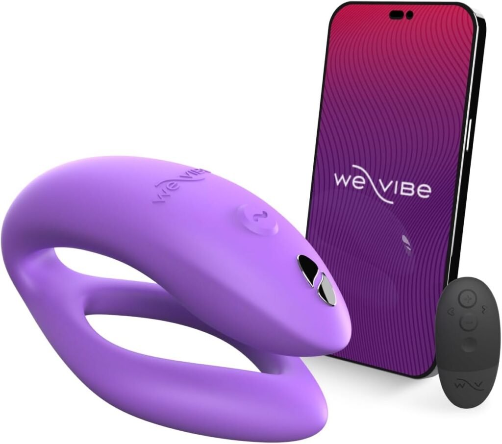 We-Vibe Sync O Couples Vibrator – Remote Control C-Shape Vibrator for Women – App Controlled Wearable Vibrating Adult Sex Toy – G-spot and Clitoral Stimulation – Waterproof  USB Rechargeable - Purple