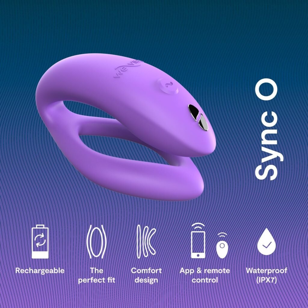 We-Vibe Sync O Purple Remote Control C-Shaped Couples Vibrator  Romp Switch X Pleasure Air Clitoris Sucker - Couples Sex Toys Bundle